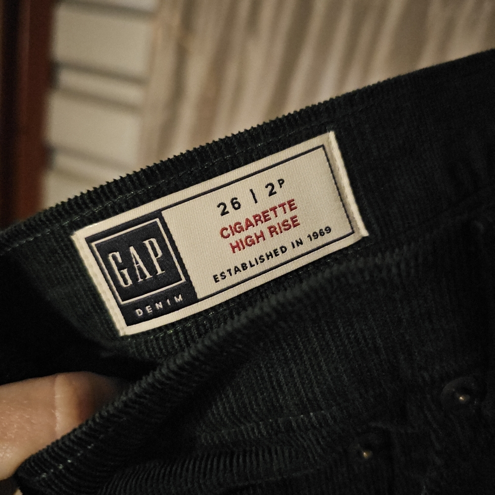 Petite High Rise Cigarette Cords with Secret Smoothing Pockets - Picture 4 of 8